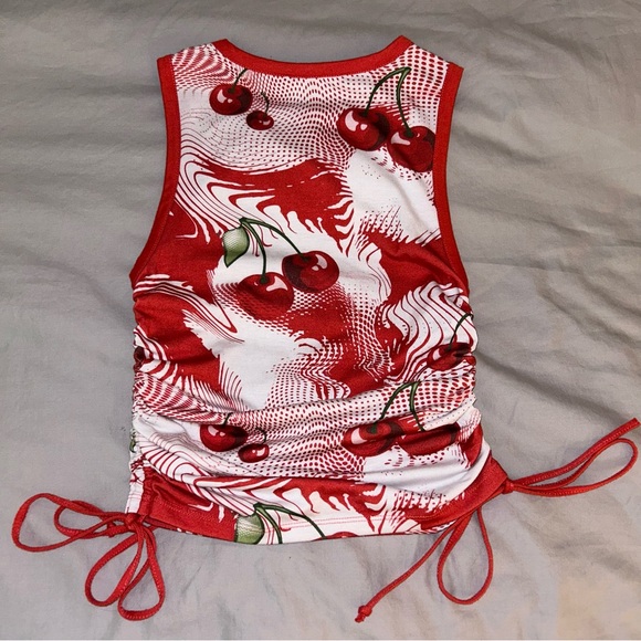 Jaded London Cherry Swirl Print Ruched Side Tank Top, 2/XS, Urban Outfitters - Picture 10 of 12